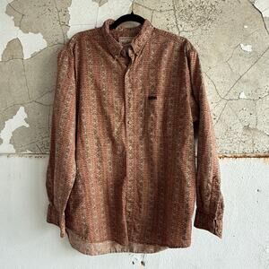Vintage Woolrich Shirt Mens L Aztec‎ Geometric Pattern Long Sleeve Button Down